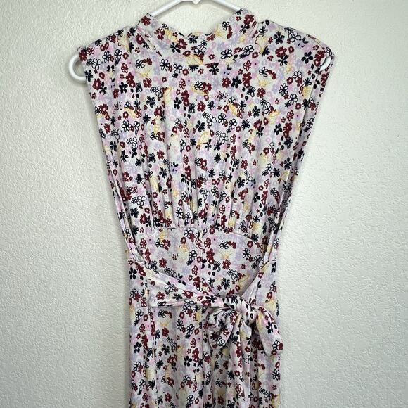Free People Vibe Check Jumpsuit Floral Wide Leg Small Tie Waist Boho Retro C25 - Picture 10 of 16